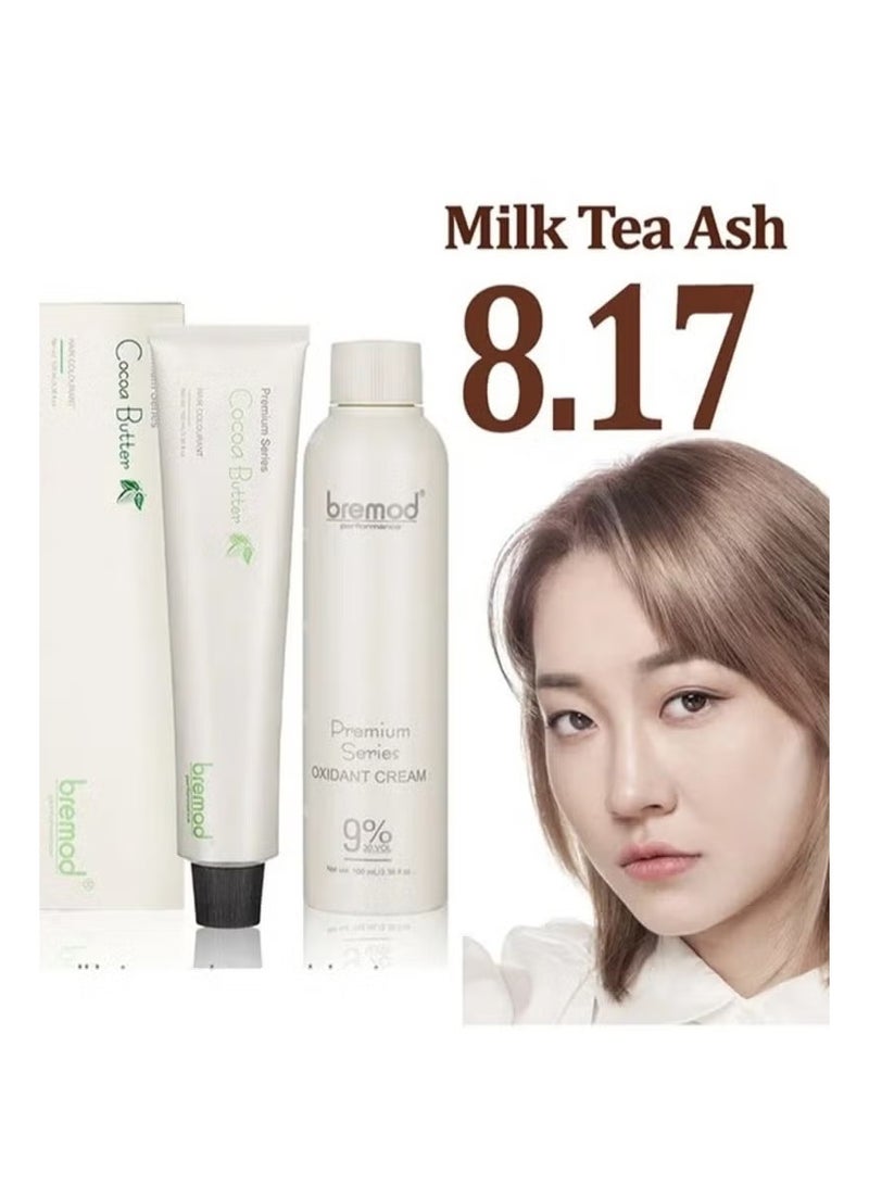Bremod Performance 8.17 Milk Tea Ash Hair Color + Oxidant Cream 9% - 100ml+100ml