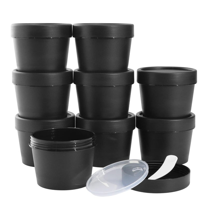 LONGWAY 3.4oz/100ml Empty Leakproof Cosmetic Pot Jarsï¼ŒWide-Mouth Plastic Mask Container with Dome Lids for Beauty Products, DIY Slime Making or Travel Storage MakeUpï¼ˆBlackï¼‰