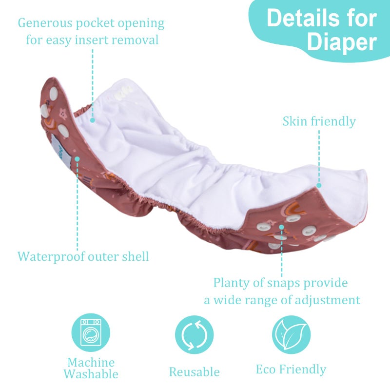 babygoal Newborn Cloth Diapers Pack of 13 for 5-12lbs Preemie Girl, Cloth Diaper Covers 6 Pack with 6pcs Inserts and Wet Bag, Reusable Washable & Waterproof - Image 2