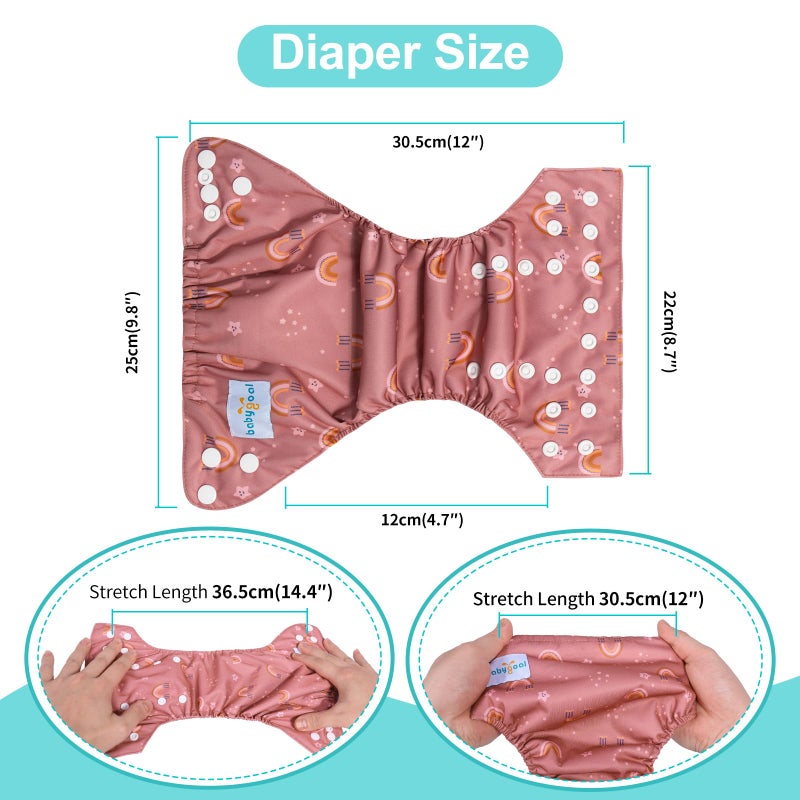 babygoal Newborn Cloth Diapers Pack of 13 for 5-12lbs Preemie Girl, Cloth Diaper Covers 6 Pack with 6pcs Inserts and Wet Bag, Reusable Washable & Waterproof - Image 3