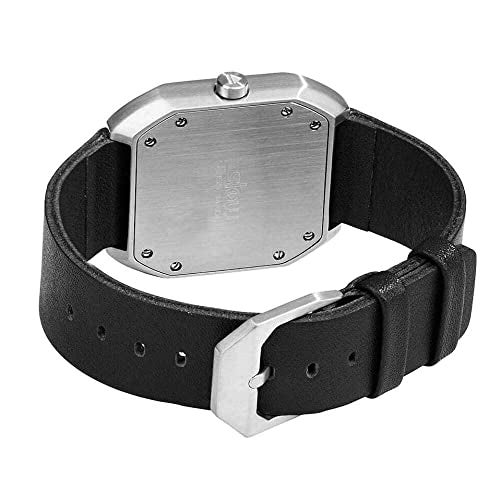 slow Mo 06 - Swiss Made one-hand 24 hour watch - Silver with black leather band - Image 4