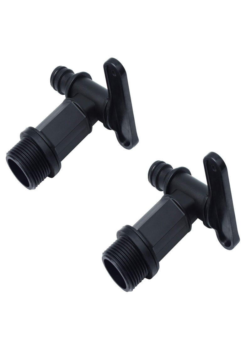SYOSI 2PCS Water Tap, ¾ BSP Thread for Water Hose Connector,  Faucets for Kitchen and Garden Storage Bucket (Black) - Image 1