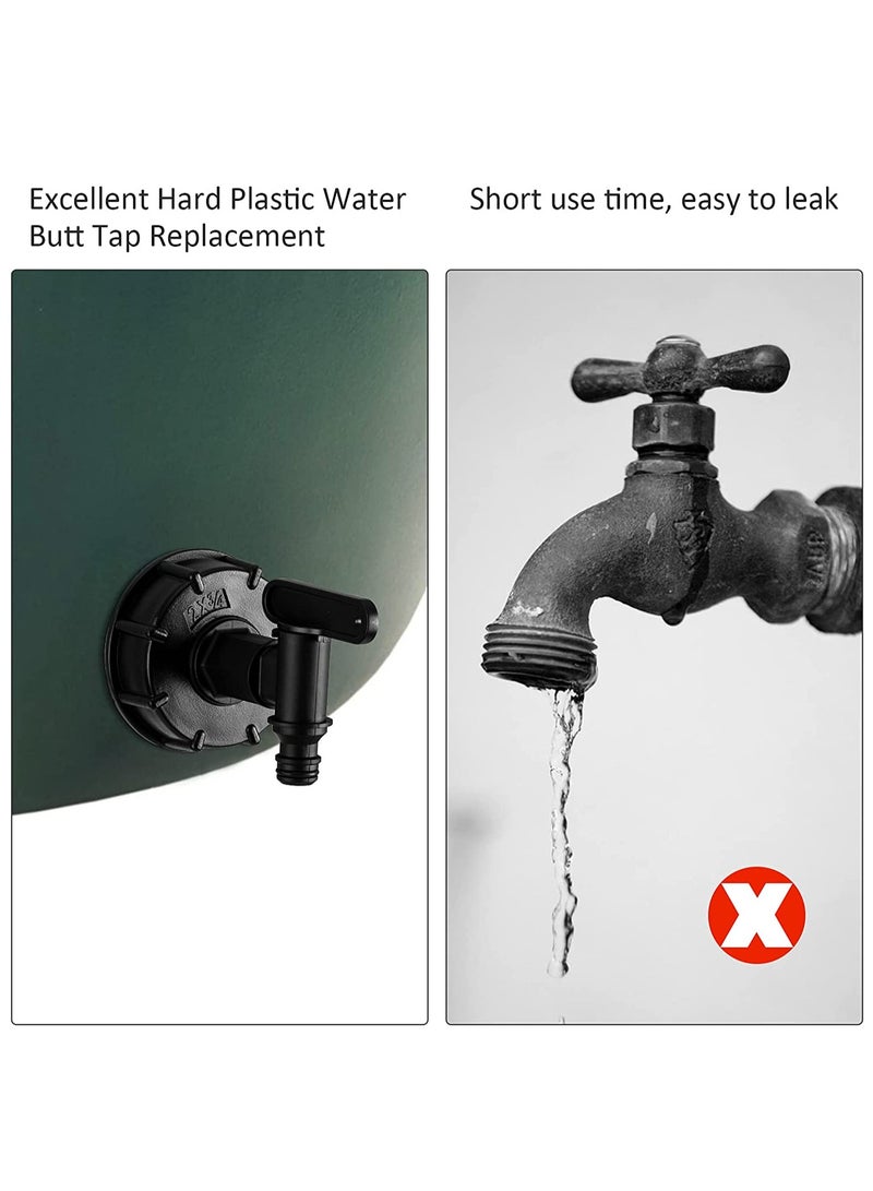 SYOSI 2PCS Water Tap, ¾ BSP Thread for Water Hose Connector,  Faucets for Kitchen and Garden Storage Bucket (Black) - Image 2