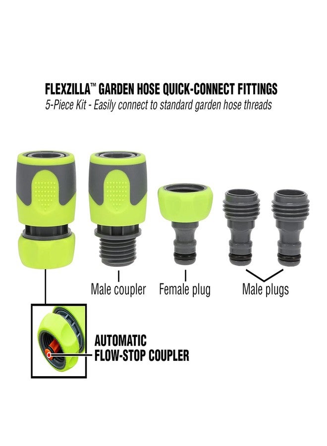 Flexzilla Garden Hose Quick-Connect Fittings, 5-Piece Coupler & Plug Kit - Image 2