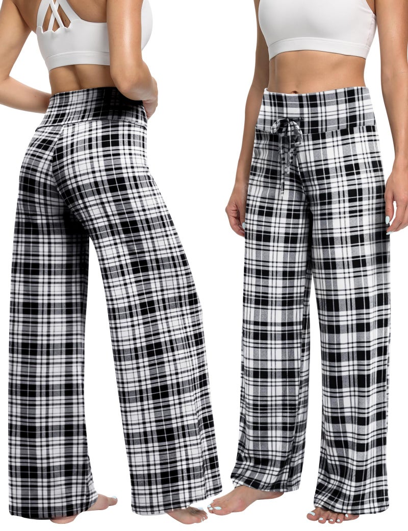 ZOOSIXX Soft Black Pajama Pants for Women, Wide Leg Comfy Casual Lounge Yoga Capri Pants 22'' / 30'' - Image 2