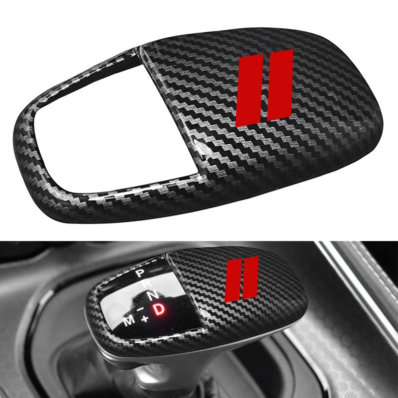 Gear Shift Knob Head Cover Trim for Dodge Charger Accessories 20152023 Challenger 20152023 2024 Durango 20162025 Interior Shell Insert Decoration Protector Gear Shifter CoverCarbon Fiber Red Trim