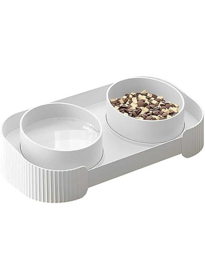 Beauenty Cat Bowls,Tilted Elevated Dog bowls,Ceramic Pet Food Bowl for Small Pets, Spine-Protective, Food & Water Dual-use Feeding Dish, Backflow Prevention - Image 1
