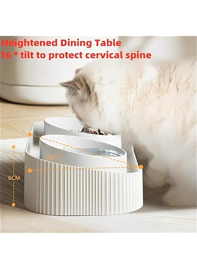 Beauenty Cat Bowls,Tilted Elevated Dog bowls,Ceramic Pet Food Bowl for Small Pets, Spine-Protective, Food & Water Dual-use Feeding Dish, Backflow Prevention - Image 3