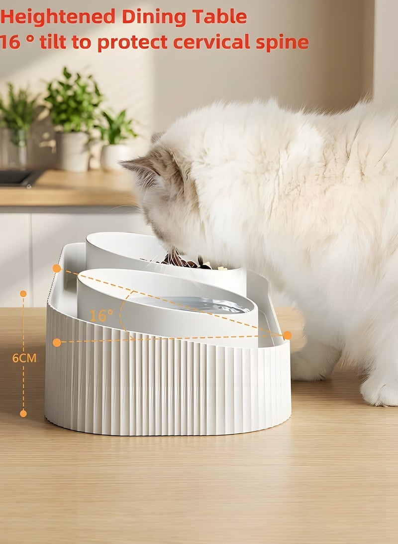 بيوينتي بيونتي وعاء طعام للقطط والكلاب المرتفع المائل، وعاء طعام للحيوانات الاليفة الصغيرة، واقي للعمود الفقري، طبق تغذية مزدوج الاستخدام للطعام والماء، يمنع التدفق العكسي - Image 3