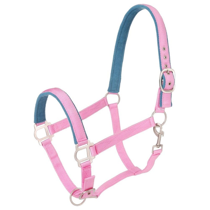 Tough 1 Nylon Padded Halter with Satin Hardware, Pink, Horse - Image 1
