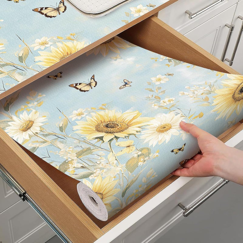 Quttisay Shelf Liner for Kitchen Cabinets Non Adhesive Drawer Liner,Cabinet Liner for Shelves,Non Slip Kitchen Drawer Liners for Dresser,Waterproof Shelf Paper for Refrigerator,Cupboard,12In x 10FT - Image 1