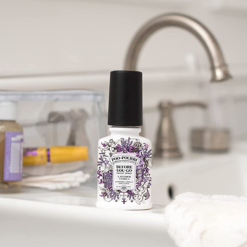 Poo-Pourri Before-You-Go Toilet Spray, Lavender Vanilla, 2 Fl Oz, Up to 100 Uses, Bathroom Odor Deodorizer with Essential Oils for Home or Work, Travel Essentials, TSA Approved Size - Image 4