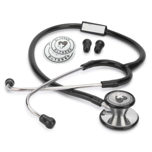Dr. TORSO TwinTone Aluminum Head Stethoscope For Doctors and Medical Students | Double Sided Chest Piece For Adult & Pediatric Patients | U-Shaped PVC Tubing | Soft Sealing Ear Knobs. (Silver) - Image 1