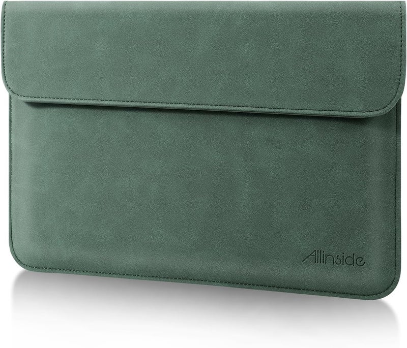 Allinside حافظة كمبيوتر محمول 13 بوصة لجهاز MacBook Air 13 2018-2025 / MacBook Pro 13 2016-2022 / MacBook Pro 14 2021-2024، حافظة واقية أفقية من جلد PU غير لامع مقاوم للماء، أخضر داكن - Image 1