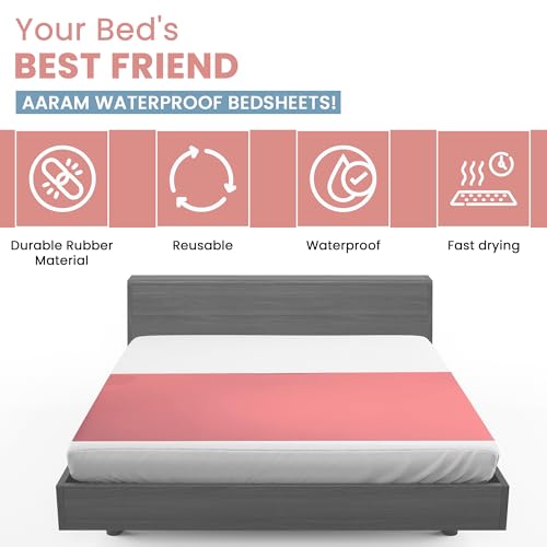 AARAM Waterproof Dry Rubber Bed Sheet Cover 1 Meter | Toddler Sleeping Mattress Protector/Urine Non-Absorbent Reusable Crib Mat Color Blue and Pink | 36 x 39 Inches | 100 x 90 cm - Image 4