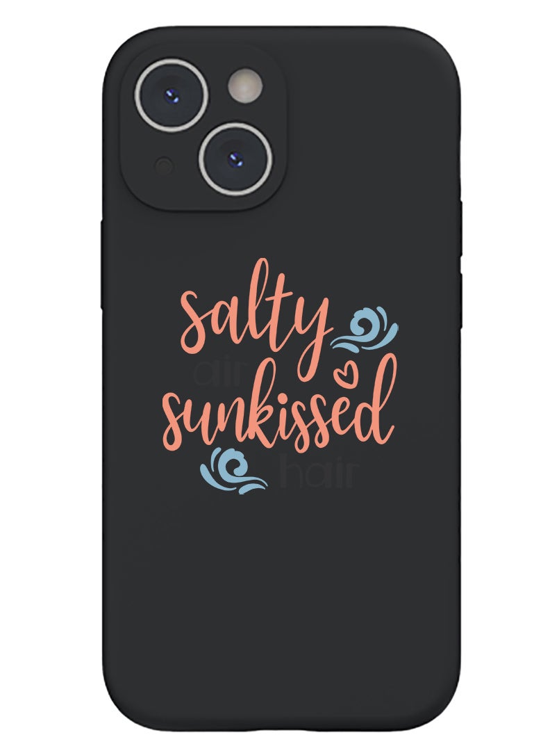 Theodor Protective Slim Fit Case Liquid Silicone Cover with Full Body Protection Anti-Scratch Shockproof Case For iPhone 15 Plus Black - Salty air sunkissed air - Image 1