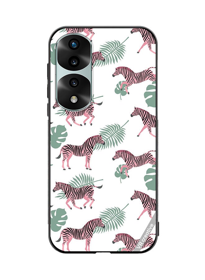 VR CREATIVE Protective Case Cover For Honor 70 Pro Vector Zebra And Palm Leaves Isolated On White Design Multicolour - Image 1