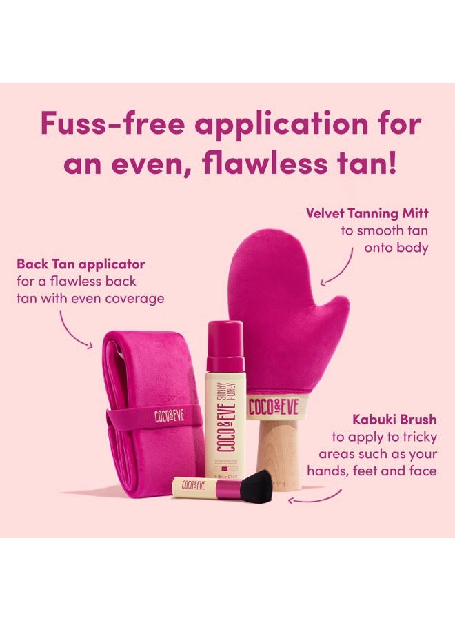 COCO & EVE Bali Bae Self Tan Set (Ultra Dark). All Natural Sunless Tanning Mousse. Instant Self Tanning Lotion with Bronzer, Mitt Applicator, Kabuki Brush and Back Applicator for Flawless Application.  - Image 3