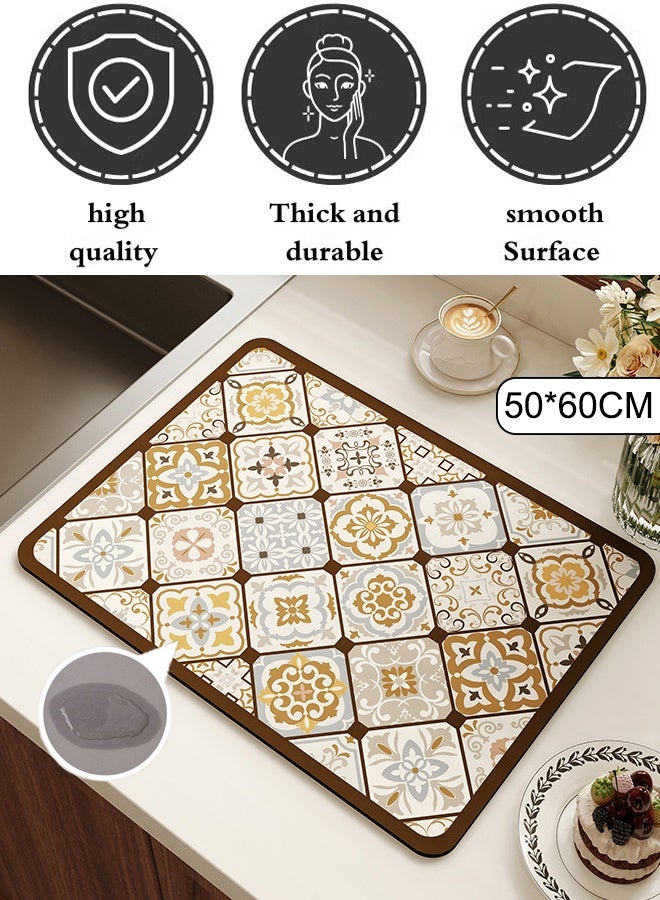Drain Pad Coffee Mat Table Mat Coffee Machine Drying Mat Non-Slip Rubber Bottom Quick-Drying Mat Coffee Cup Mat Coffee Mug Mat Coffee Bar Mat Kitchen Mat for Coffee Machine, Kitchen, Sink, Tableware  - Image 1