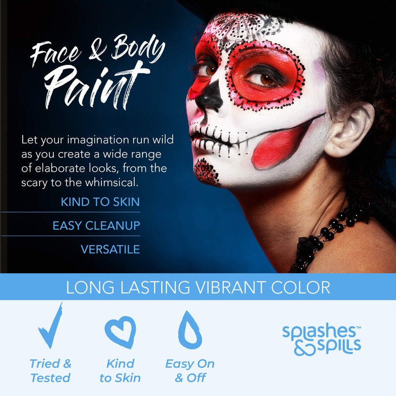 Splashes & Spills Face and Body Paint Cream, 30ml - Pretend Costume and Dress Up Makeup by Splashes & Spills (Black) - Image 3