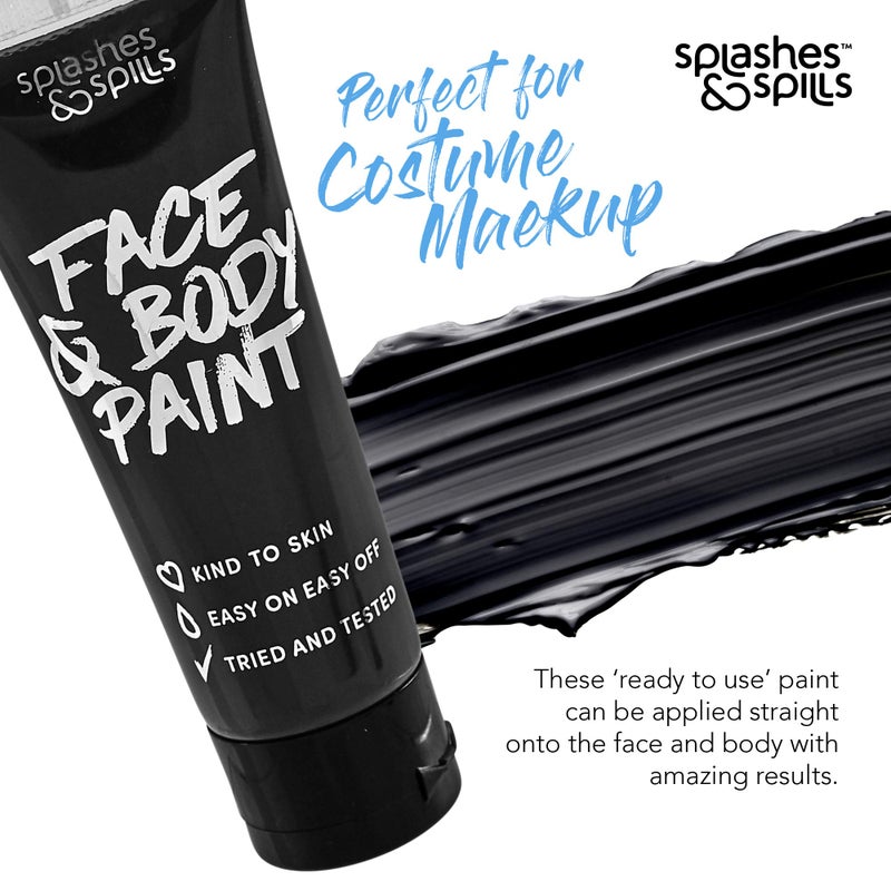 Splashes & Spills Face and Body Paint Cream, 30ml - Pretend Costume and Dress Up Makeup by Splashes & Spills (Black) - Image 5