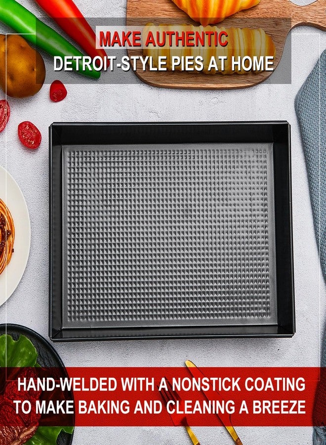 RimCereal 3 Pcs Detroit Style Pizza Pan 10 x 14 x 2.36 Inch Non Stick Rectangle Deep Pizza Pans Pre Seasoned Sicilian Style Pan Dish Bakeware Kitchenware (Black) - Image 3