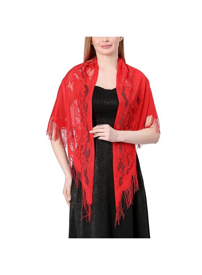 Ladiery Triangle Lace Shawls and Wraps for Evening Dresses with Tassels for Evening Party Mesh Wedding Shawls - Image 2