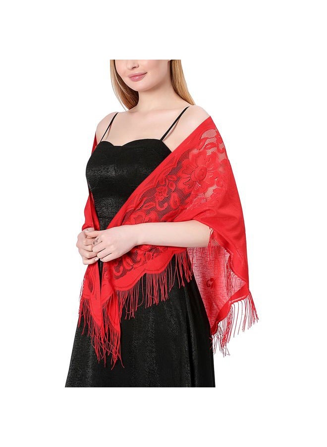Ladiery Triangle Lace Shawls and Wraps for Evening Dresses with Tassels for Evening Party Mesh Wedding Shawls - Image 3