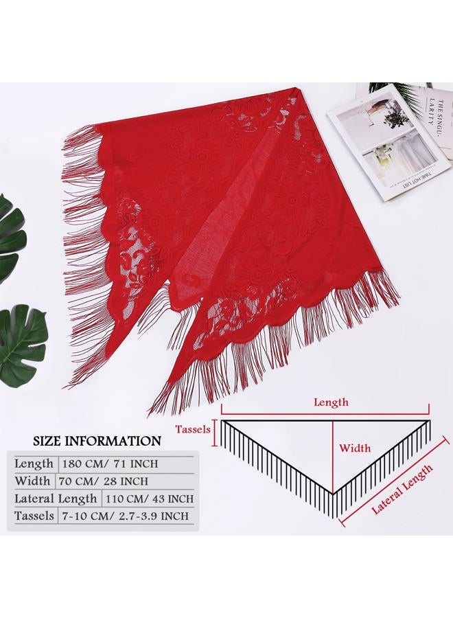 Ladiery Triangle Lace Shawls and Wraps for Evening Dresses with Tassels for Evening Party Mesh Wedding Shawls - Image 5
