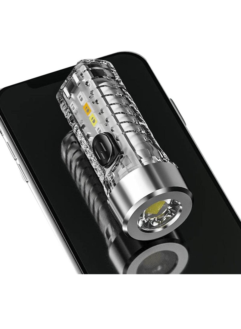 Beauenty Compact USB Pocket Flashlight with Keychain, LED Fluorescent Red and Blue Light for Camping, Featuring 5 Brightness Levels, 3 Glow Modes, and 3 Unique Flash Patterns. - Image 1