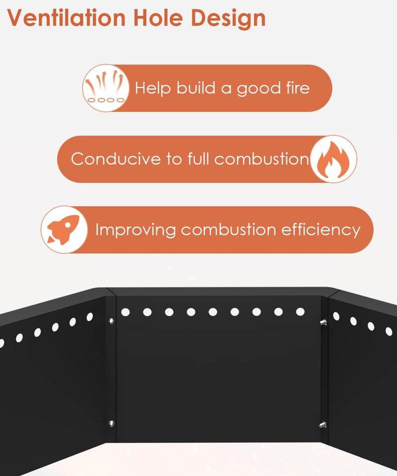 Mocomax Smokeless Fire Pit Ring 35-Inch Outer 31-Inch Inner Diameter, Large Solid Steel Firepit Liner for Outside Wood Burning, DIY Campfire Ring Above or In-Ground for Outdoor, Octagonal - Image 3