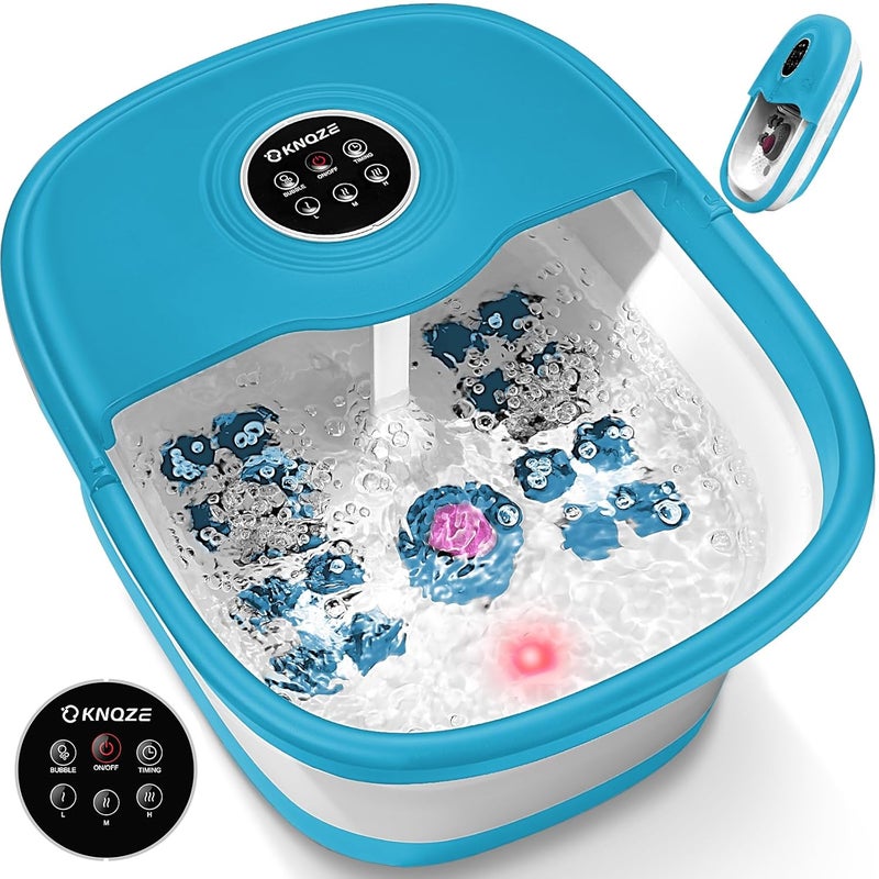 KNQZE Collapsible Foot Spa Bath with Heat Remote Control Temperature Control Bubbles Red Light Pumice Stone 16 Massage Roller Pedicure Foot Spa Tub Foot Soaker for Soothe  Relax Tired Feet 