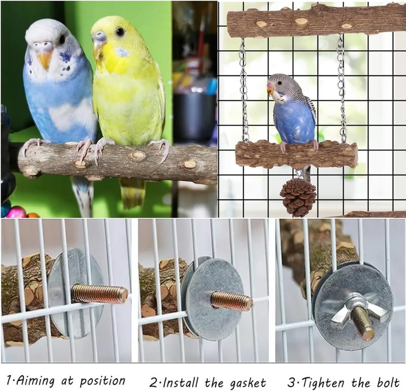 Ompinda Wood Bird Perches Platform,Ompinda 5 Pieces Natural Wood Bird Parrot Perch Stand Parakeet Climbing Standing Branches for Parrotlets Budgies Cockatiels Parakeets Lovebirds - Image 5