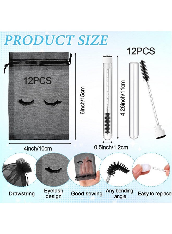 Zhehao 80 Pcs Lash Shampoo Bottle Brushes Set 20 Eyelash Shampoo Dispensers 20 Reusable Eyelash Aftercare Bag 20 Empty Lash Brushes Pipes 20 Lash Shampoo Brushes Girls Valentines Gift(Black) - Image 3