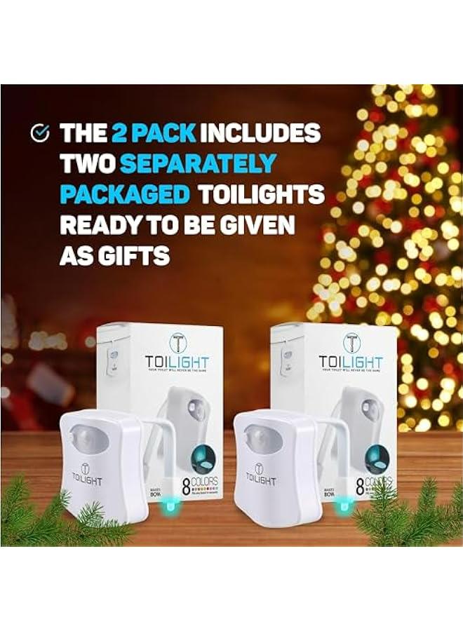 2 Pack Toilet Bowl Night Light with Motion Sensor. Funny and Useful Gadget for Bathroom. Novelty Birthday Gift Idea for Guys, Men, Mom, and Brother. Great Stocking Stuffer! - Image 2