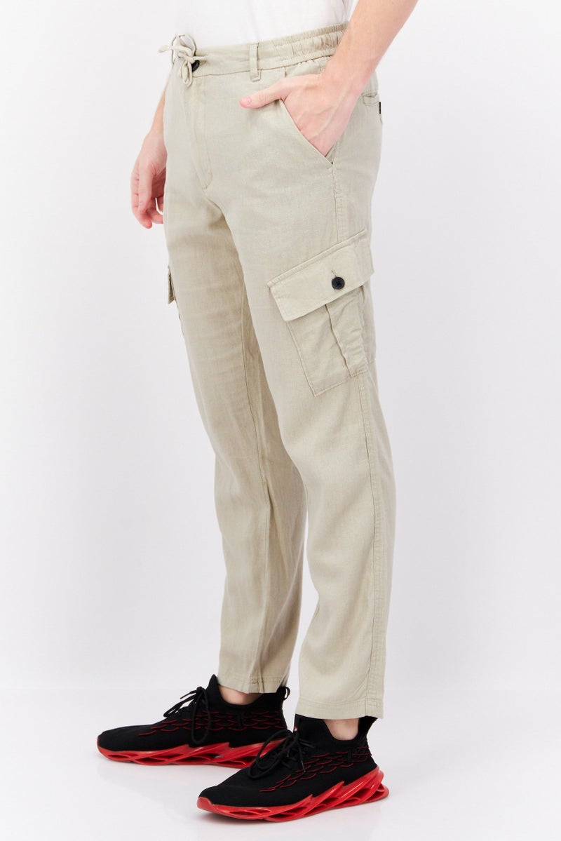Threadbare Men Regular Fit Solid Drawstring Pants, Beige - Image 2