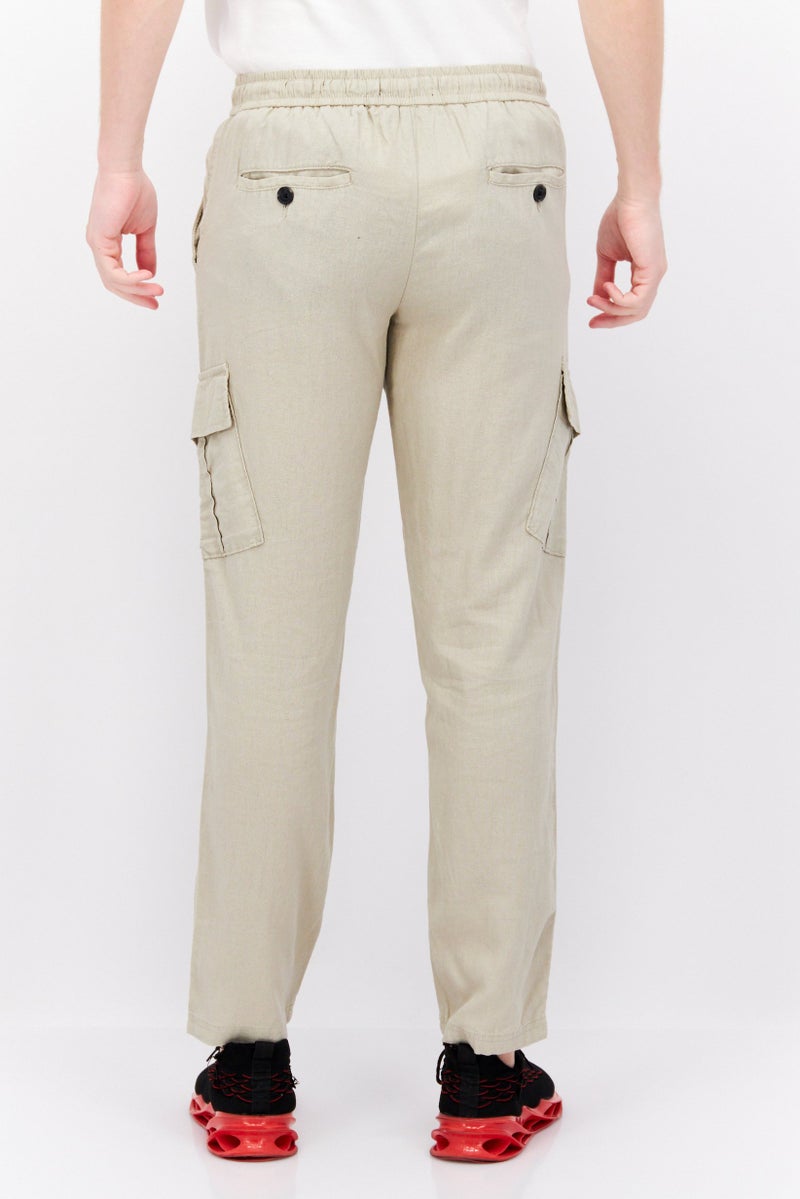 Threadbare Men Regular Fit Solid Drawstring Pants, Beige - Image 3
