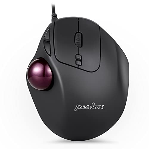 Perixx ماوس USB مع كرة تتبع سلكية من Perixx Perimice-517، تصميم 7 أزرار، كرة تتبع مدمجة بحجم 1.34 بوصة مع ميزة التوجيه - Image 1