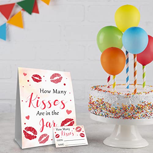 ALodr How Many Kisses are in The Jar-Baby Shower, Bridal Shower, Birthday, Christmas, Graduation Season Funny Party Game- Game Cards Kit (1 Sign & 50 Cards) - Image 5