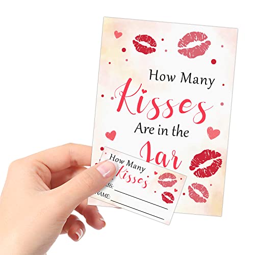ALodr How Many Kisses are in The Jar-Baby Shower, Bridal Shower, Birthday, Christmas, Graduation Season Funny Party Game- Game Cards Kit (1 Sign & 50 Cards) - Image 3