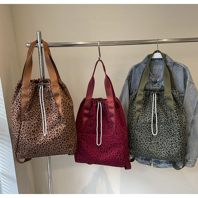 Large Capacity All-Match Portable Tote Bag Women'S Casual Commuting Leopard Print Fashionable Backpack - Image 5