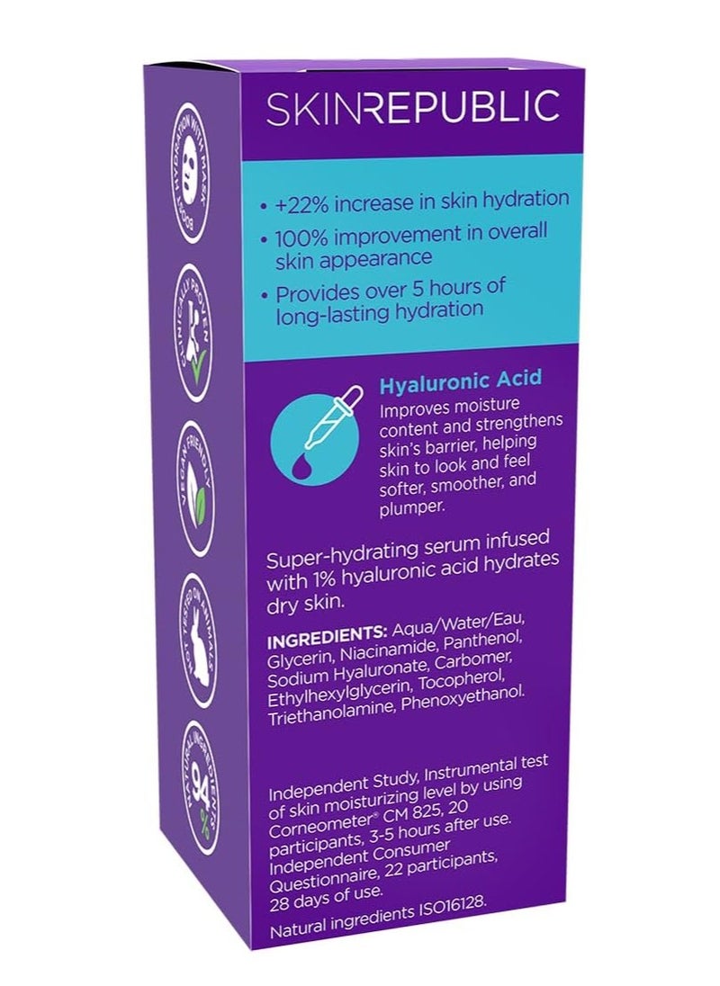 SKIN REPUBLIC - Hyaluronic Acid 1% + Niacinamide Face Serum, 30ml - Proven to Improve Skin’s Overall Appearance - Image 1
