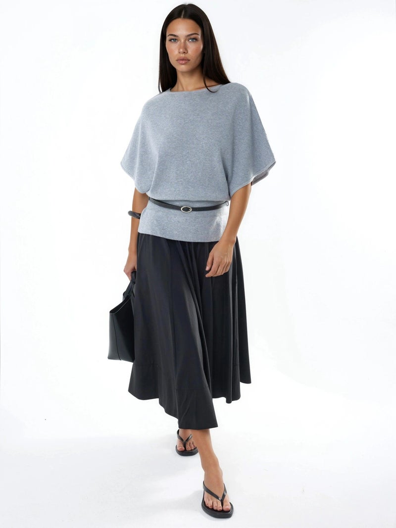 Qustyle QU STYLE Belted Crew Neck Ribbed Knit Sweater - Image 5