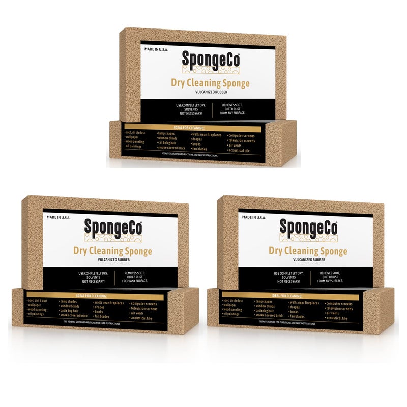 إسفنجة SpongeCo لإزالة السخام للتنظيف الجاف، مزيل الشعر والرماد والغبار والأوساخ 3x6x15 3 عبوات