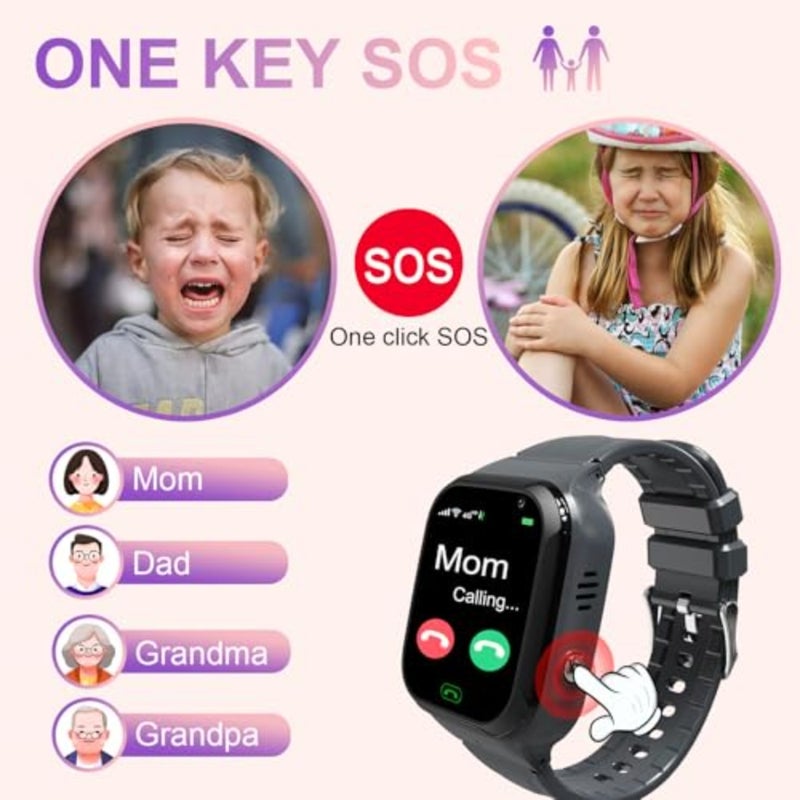 4G Smart Watch GPS Tracker, Boys Girls Smartwatches Phone Watch Video Call SOS Emergency Alarm Voice Chat Game and Touch Screen Tracking Smartwatch for Age 4-12 - Image 5