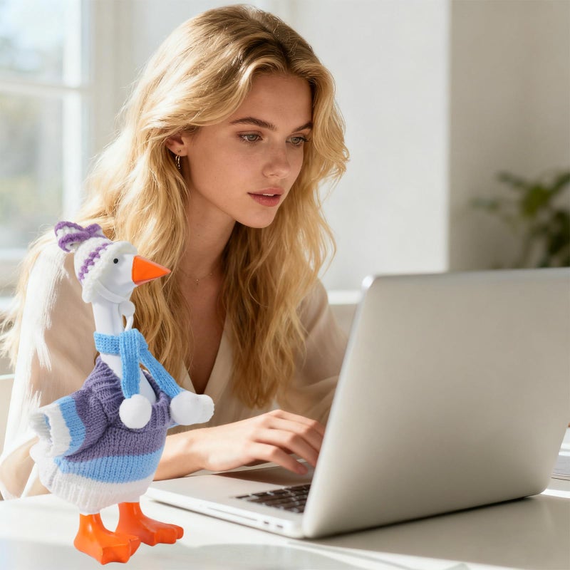 linastu 4 Set 7inch Desk Goose Outfits, Mini Desktop Gooses Clothes Desk Goose Accessories Set for Magnetic Goose Statue (Hat+ Scraf+ Cloth) 2.0 - Image 4