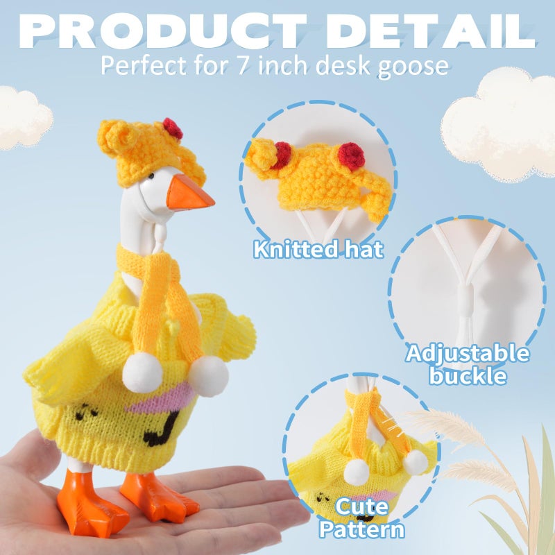 linastu 4 Set 7inch Desk Goose Outfits, Mini Desktop Gooses Clothes Desk Goose Accessories Set for Magnetic Goose Statue (Hat+ Scraf+ Cloth) 2.0 - Image 3
