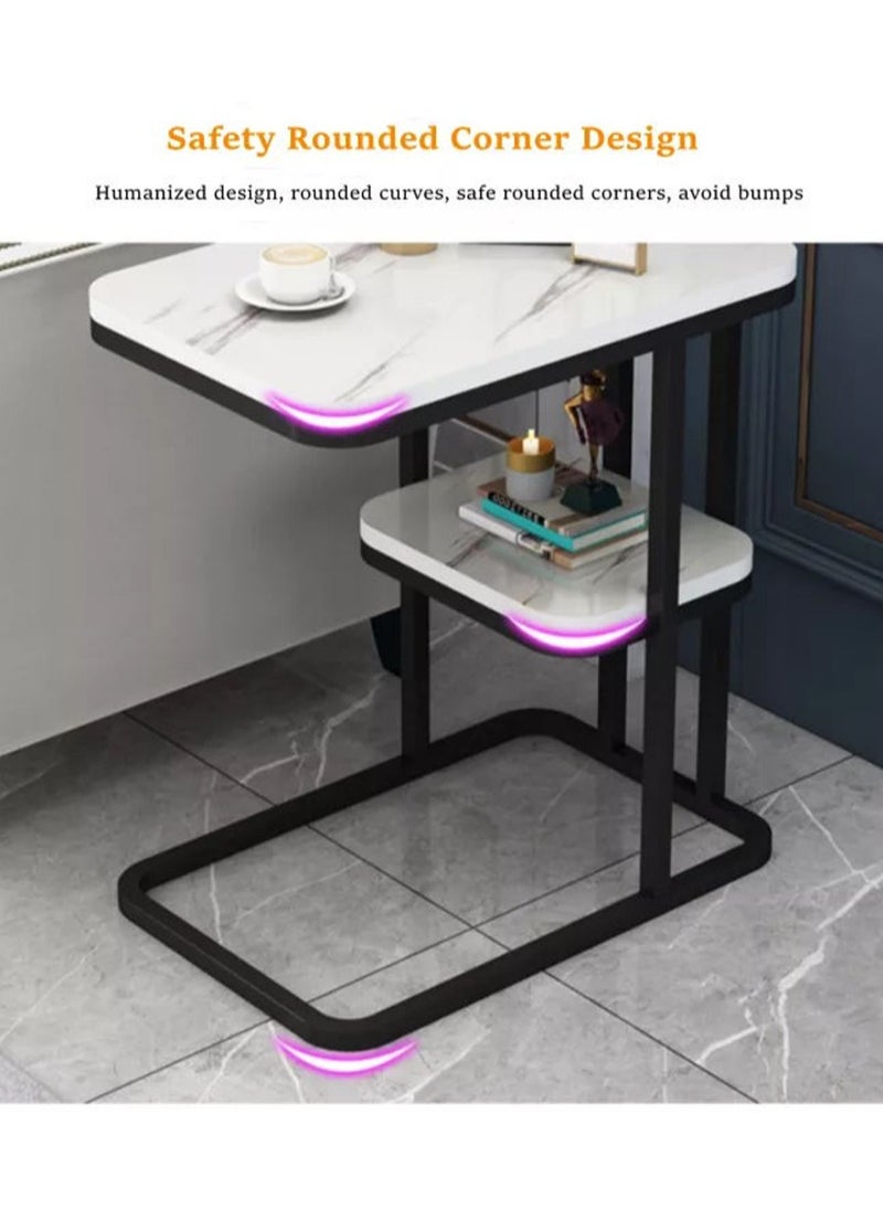 Sharpdo 2 Tier Square End Table Sofa Side Table Living Room Small Coffee Table  - Image 3