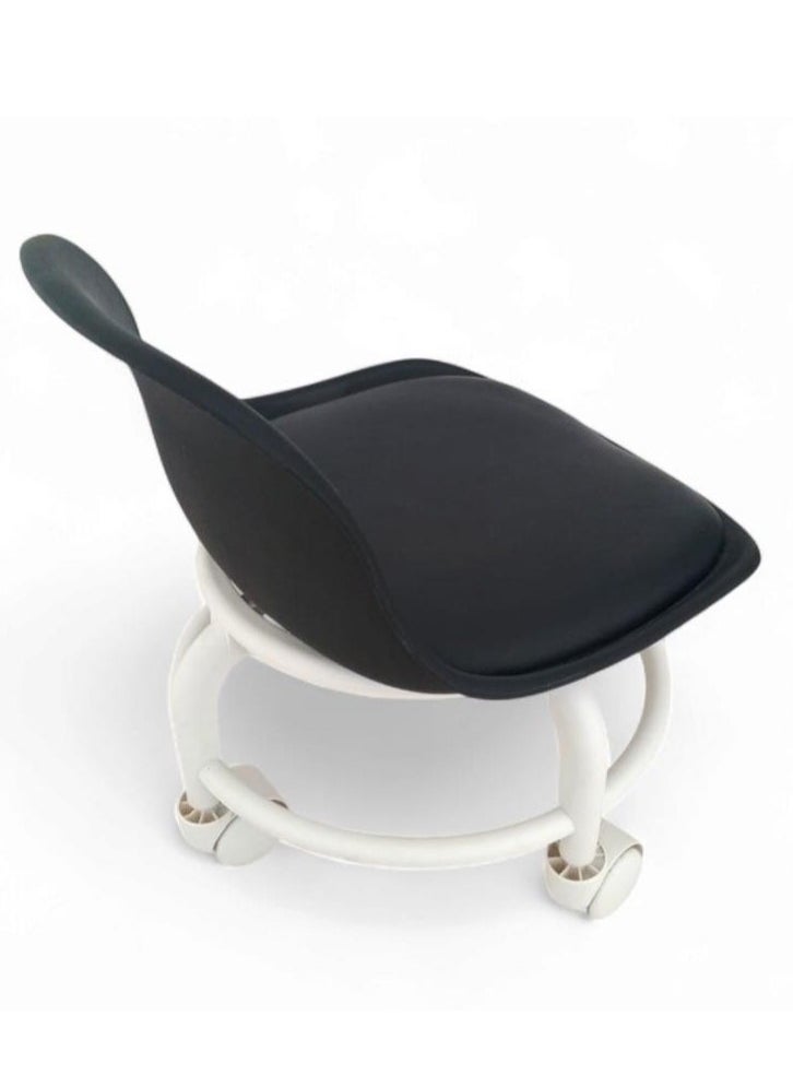 Beauenty Floor Low Stool With Wheel Strong Metal 360° Rotating With Back Rest  - Image 5