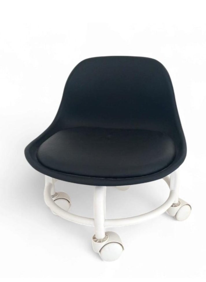 Beauenty Floor Low Stool With Wheel Strong Metal 360° Rotating With Back Rest  - Image 2